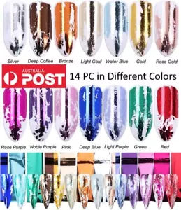 14PC Assorted Pack Nail Art Solid Metallic Marble Color Transfer Foil Sheets AU - Picture 1 of 11