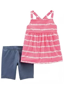 Girls Carter's NWOT 2 pc Tie Dye Tank And Bike Shorts Blue 24 months New - Picture 1 of 6