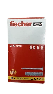 FISCHER TASSELLO IN  NYLON SX 6 S CONFEZIONE DA 100 PEZZI CON VITI - Immagine 1 di 4