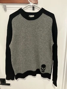 Lucky Brand Knitwear Women's 100% Wool Skull Sweater, Gray/Black, XL - Picture 1 of 3