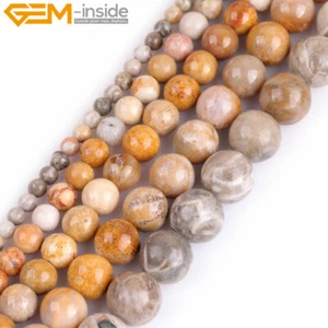 Natural 8mm Ammonite Chrysanthemum Gemstone Coral Fossil Round Jewelry Beads - Picture 1 of 36