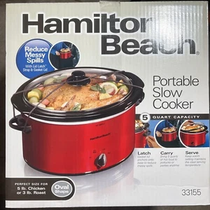Red Hamilton Beach 5 Qt. Portable Slow Cooker 33155 (Brand New) - Picture 1 of 3