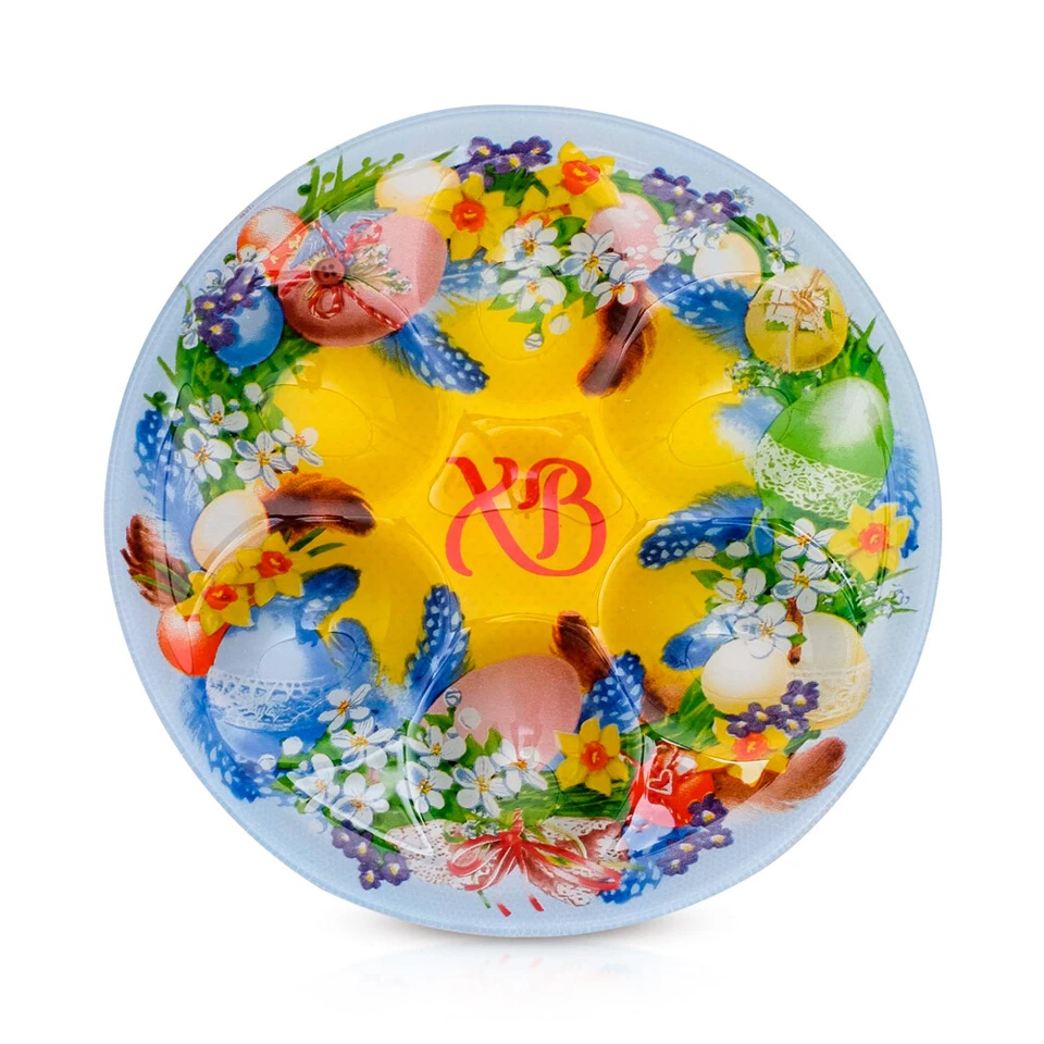 Eierplatte Eierteller Osternplatte 6 Eier Glas Osterteller Ostereier Пасха - Bild 1 von 1