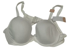 Cacique Cotton Boost Plunge Bra White 36B Breathable Summer NEW - Picture 1 of 7