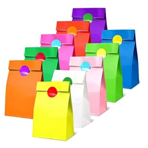 10 Pcs Colorful Stand-Up Gift Bags with Stickers 18x9x6cm Wedding UK - Picture 1 of 46