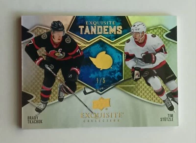 2023-24 Exquisite Collection Tandems Gold Spectrum Stutzle / Tkachuk 1/5 Sens - Image 1 of 2
