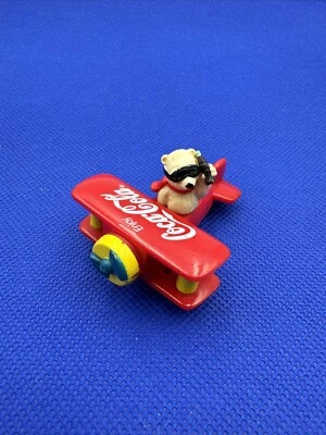 Vintage 1997 Small Plastic Coca-Cola Bi-Plane with a Polar Bear Pilot - Image 1 of 4