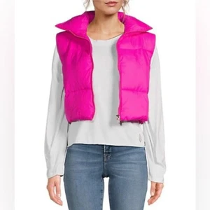 NWT Anna & Ava Women’s Large XL Fuchsia Hot Pink Cropped Puffer Vest Bright - Picture 1 of 7