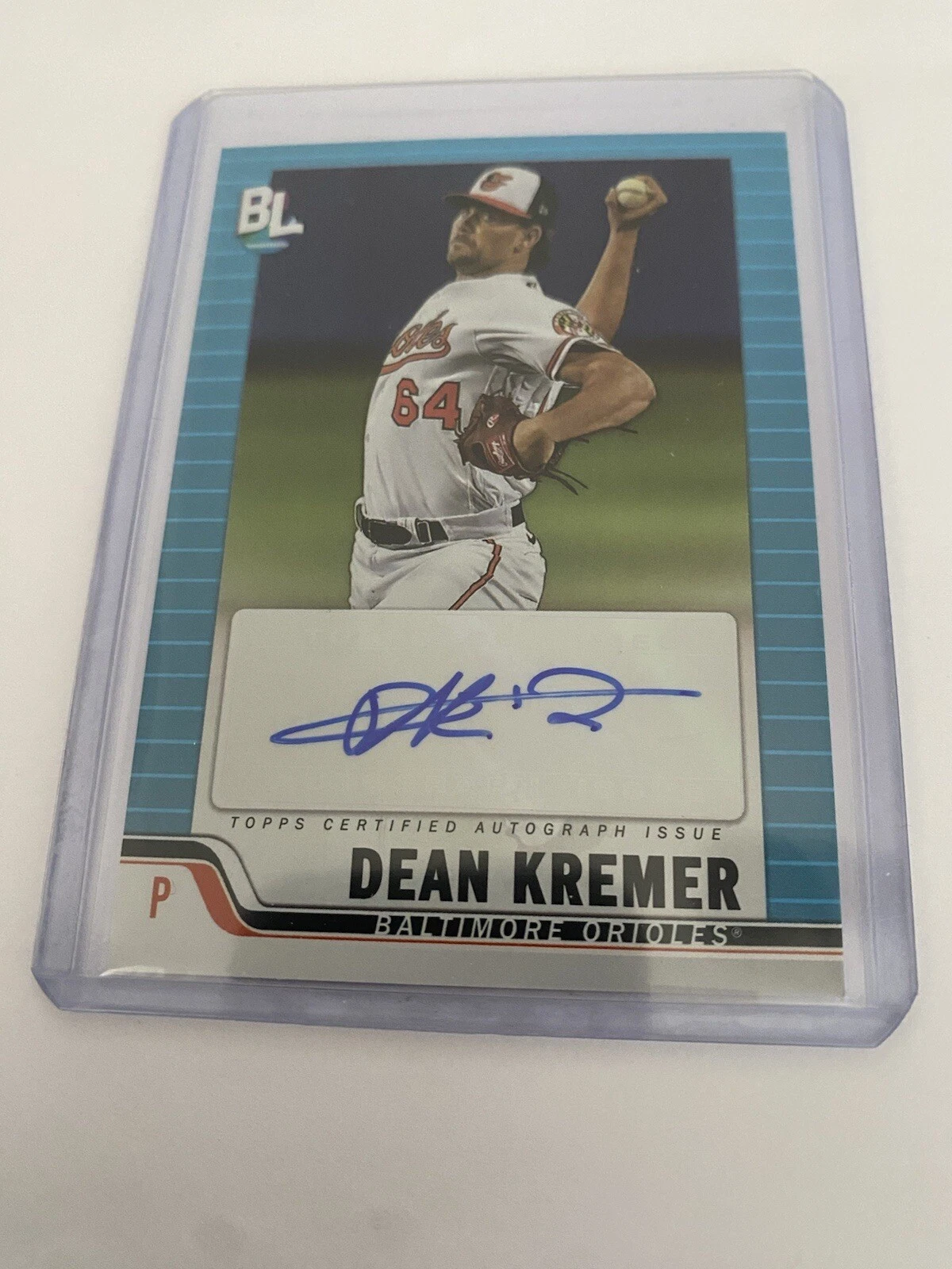 Dean Kremer 2023 Topps Big League Baseball Blue Foil Autograph Card #BLA-KRE