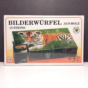 Vintage BILDERWÜRFEL 6 Holzblock Tierpuzzle in einem Made in Czechoslovakia - Bild 1 von 6