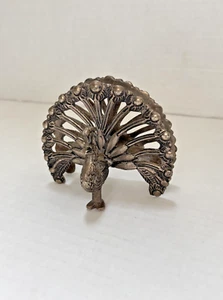 Art Deco MCM Silver Metal (non magnetic) Peacock Napkin or Letter Holder - Picture 1 of 9