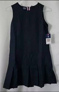 NEW IZOD Easy Care Approved Schoolwear Dark Blue Pleated Dress Sz.12 Regular  - Picture 1 of 8