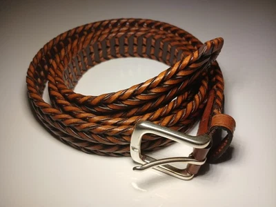 Cinturón Dockers para hombre talla 4XL 56 pulgadas marrón cuero trenzado nuevo sin etiquetas hebilla de acero  Foto 1 de 4