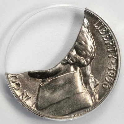 1956 ANACS MS67 Massive Clipped Planchet Nickel Mint Error Colorful Toning Wow - Image 1 of 4