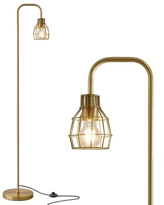 Lámpara de pie dorada 63,75" para salón, lámpara de pie industrial con bombilla de 4W, S... Foto 1 de 4