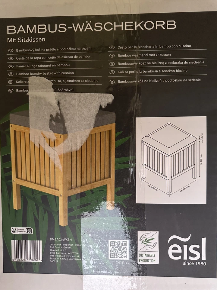 Eisl Bambus Wäschekorb mit Sitzkissen - Bild 1 von 1