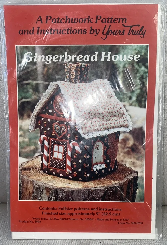 VTG Gingerbread House Yours Truly Patchwork Pattern  Uncut  1978 Darling Quilted - Image 1 of 4