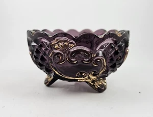 Riverside Glass Works McKee 484 Amatista Púrpura y Dorado Creso Patas Berry Bowl - Imagen 1 de 8