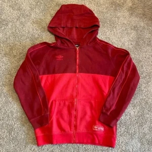 GUC Umbro Authentic Full Zip Jacket Kids size XL 16 - 18 Hooded Sweatshirt Red - Picture 1 of 6