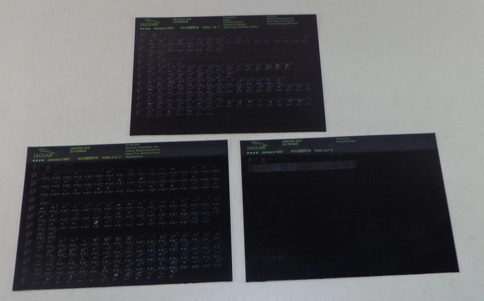 Catalogo Parti Di Ricambio Microfich Jaguar XJS 3.6 Aggiornato 01/1987 - Immagine 1 di 1