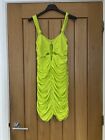 New W/o Tags Zara Neon Line Green Ruched Dress Size S 8