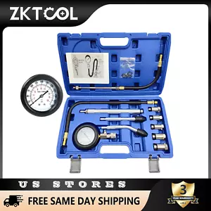 11 Pcs Cylinder Compression Tester Gas Engine Gauge Kit Tool Auto Car Motorcycle - Bild 1 von 17