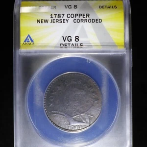 1787 New Jersey Copper Colonial - VG 8 Details, corroded - Picture 1 of 4