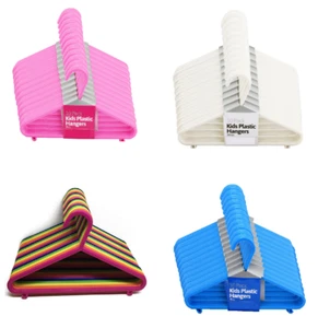 Children Plastic Clothes Hangers Kids Baby Outfit Coat Trouser Garment Hanging - Picture 1 of 67