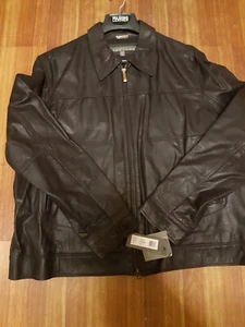  Kenneth Cole Reaction Genuine Leather Brown Jacket size XXL New $350 - Picture 1 of 5
