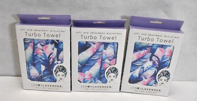 Lemon Lavender Women's Turban Towel Pure Paradise Floral Pattern Lot Of 3 - Image 1 of 4
