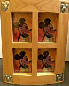 Disney Mickey Mouse Picture Frame Wood Box 10 1/2" X 8 1/2" Sliding Top Metal - Picture 1 of 9