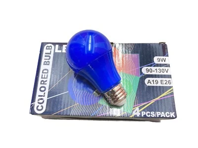LED Blue Colored Light Bulb A19 E26 Base Blue 9W (60W Equivalent) 4 in Box g108 - Image 1 of 3