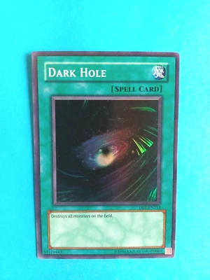 YUGIOH DARK HOLE DB1-EN113 UNLIMITED SUPER RARE HOLO LIGHT PLAY - Image 1 of 3