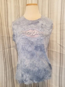 HARLEY DAVIDSON WOMEN'S SIZE XS/S BLUE TIE DYE TANK TOP SHIRT 2005 Faribo, MN - Picture 1 of 9