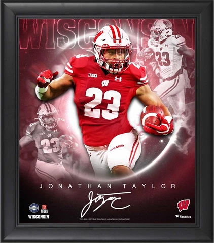 Jonathan Taylor Wisconsin Badgers FRMD 15x17 Stars/the Game Collage Facsimile Cover