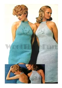 Crochet Pattern Lady's Halterneck Dress. Short/Long/Hippie/Boho 32-40 inch Bust. - Picture 1 of 1