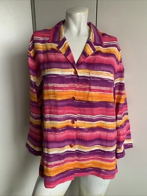*VINTAGE* Blusa Easy Spirit Mujer Grande Manga 3/4 Multicolor Abotonada Foto 1 de 4