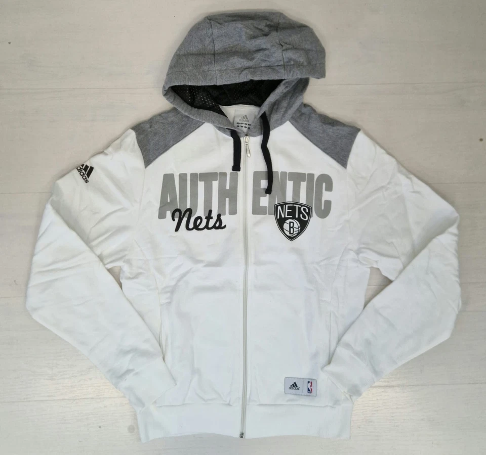 C5/72 ADIDAS BASKET BROOKLYN NETS FELPA CAPPUCCIO FULL ZIP PALLACANESTRO B03360 - Immagine 1 di 1