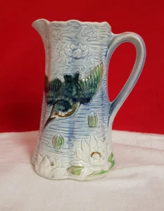 Antique Chatres-sur-Cher Gaston Sailly 415-6 SA mark Pitcher. Kingfisher Design - Bild 1 von 13