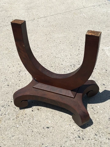 19thC. American Empire Side Table BASE, Brass Wheels, No Cracks, 21.5" x 14.75" Cover