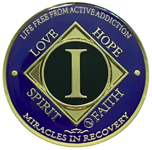 NA 1 Year Purple, Gold Plated Medallion, Narcotics Anonymous Coin - Picture 1 of 2