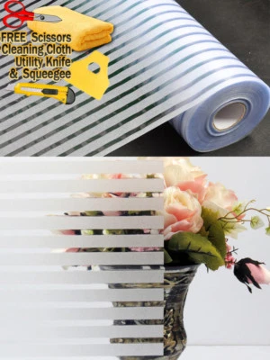 Película de vidrio esmerilado a rayas estática adhesiva oficina dormitorio baño hogar ventana tinte Foto 1 de 4