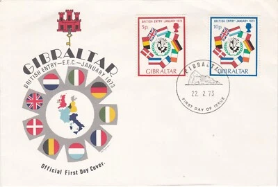 1973 Gibraltar FDC cover British Entry - January 1973 - Image 1 of 2