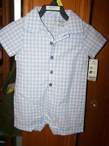 Carter's One Piece Blue Romper for Infant Boy Size 12 Months ~ New with Tags - Picture 1 of 4