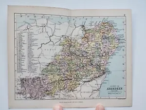 Antique/Vintage County Map of ABERDEEN, Scotland - Phillips Handy Atlas , 1882 - Picture 1 of 1