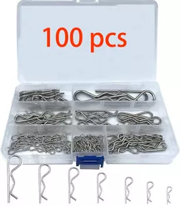 100pcs Stainless Steel Cotter Pins Assortment, R Clips Split Pins - Picture 1 of 7