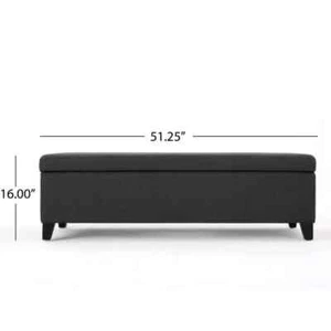Noble House Storage Bench 16 " H X 19 " W, Polyester Cushion Material In Gray - Picture 1 of 9