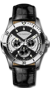 Cavadini Men's Watch Tag-Datum-24-Stunden Stainless Steel CV-3025 5Bar Black - Picture 1 of 2