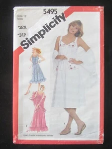 SIMPLICITY PATTERN - 5495 LADIES DRESS SUNDRESS V-NECK TUCKS SHAWL SIZE 12 UNCUT - Picture 1 of 2