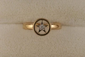 Ladies Lone Star Ring with Diamond 14kt Yellow Gold - Picture 1 of 5